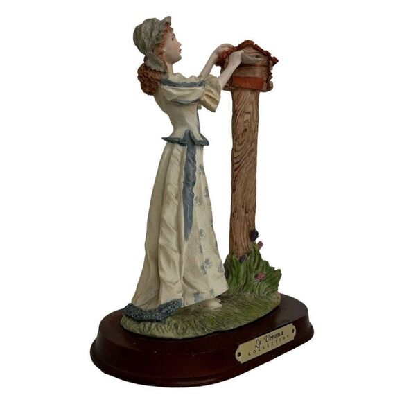 La Verona Figurine 8" Multicolor Girl At The Mailbox Hand Painted Porcelain - Picture 2 of 8